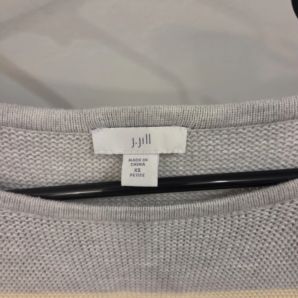 J. Crew Gray and Cream Striped Sweater
